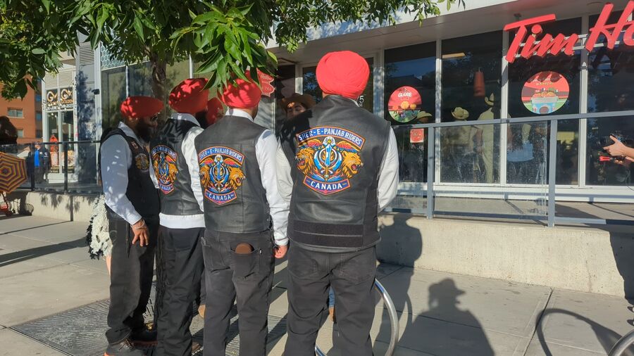 Bikers outside a Tim Hortons